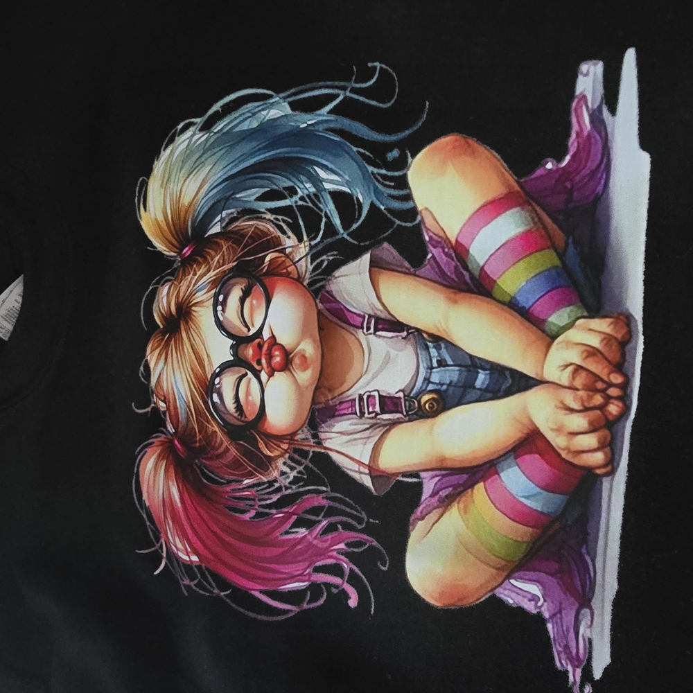 Colorful Graphic Tee with Cartoon Design